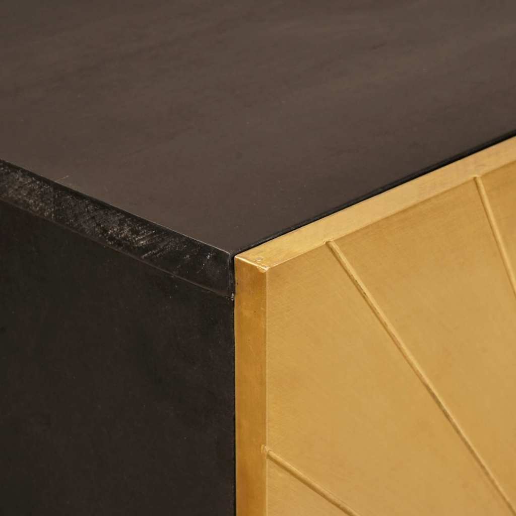 Side Cabinet Black and Gold 60 x 33.5 x 100 cm Solid Mango Wood