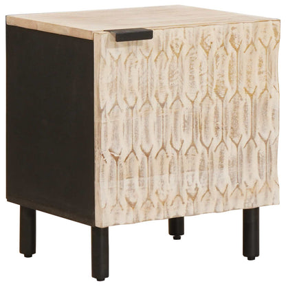 Bedside Cabinet White 40 x 33 x 46 cm Solid Mango Wood