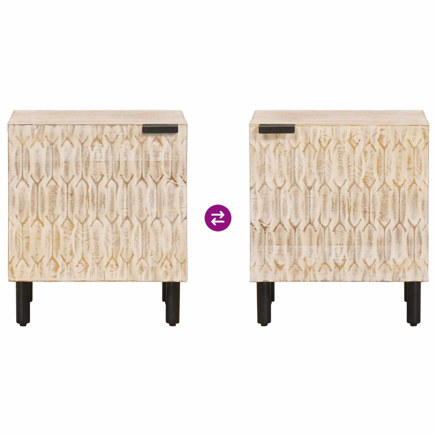 Bedside Cabinet White 40 x 33 x 46 cm Solid Mango Wood