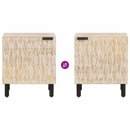 Bedside Cabinet White 40 x 33 x 46 cm Solid Mango Wood