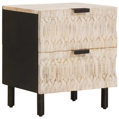 Bedside Cabinet White 40 x 33 x 46 cm Solid Mango Wood