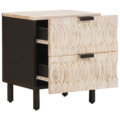 Bedside Cabinet White 40 x 33 x 46 cm Solid Mango Wood