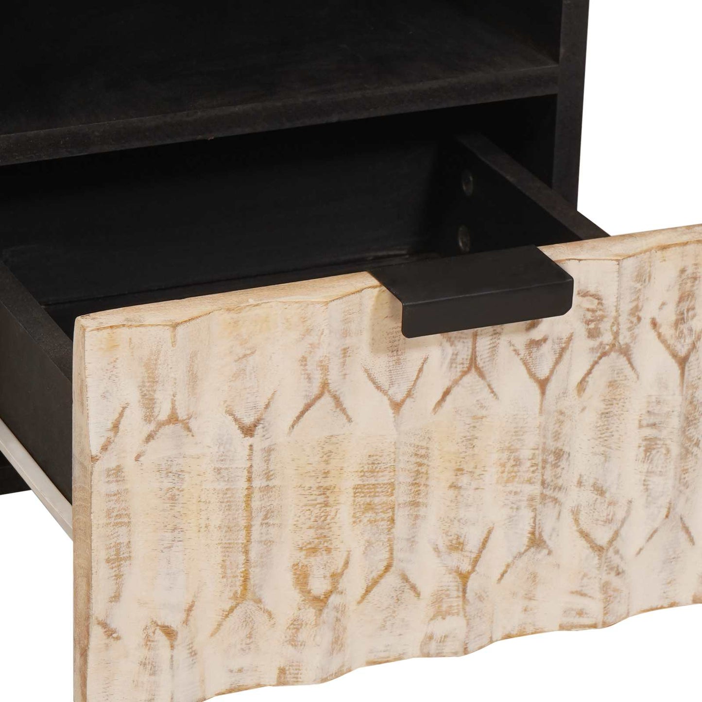 TV Cabinet White Wash Finish 70 x 33 x 46 cm Solid Mango Wood
