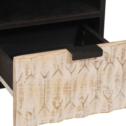 TV Cabinet White Wash Finish 70 x 33 x 46 cm Solid Mango Wood