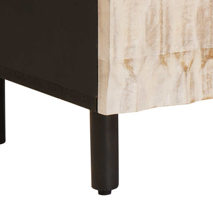 TV Cabinet White Wash Finish 70 x 33 x 46 cm Solid Mango Wood