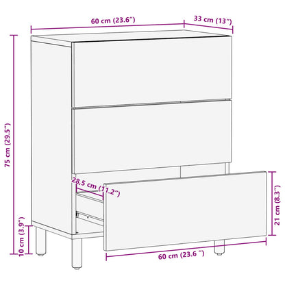 Sideboard White Wash Finish 60 x 33 x 75 cm Solid Mango Wood