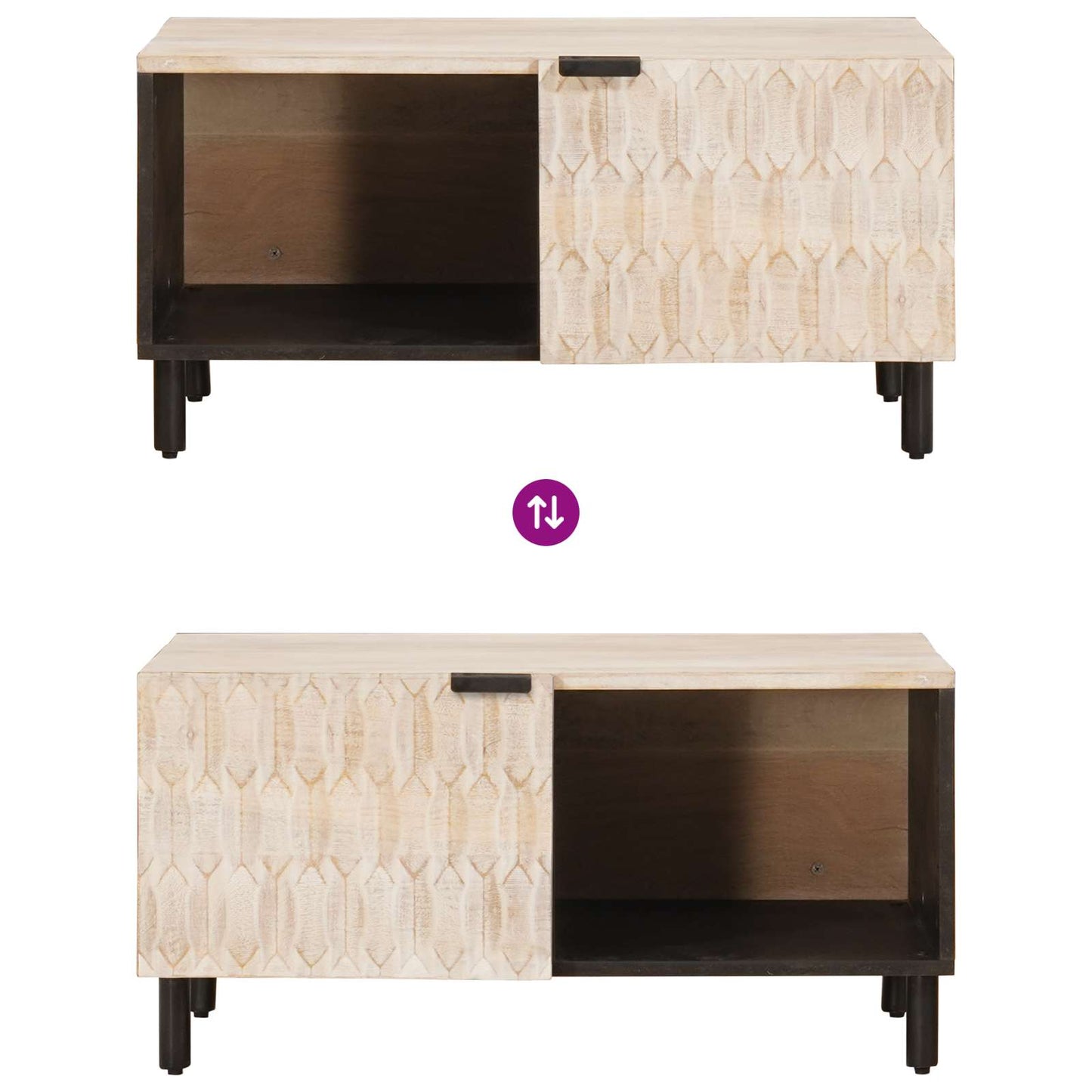 Coffee Table White 80 x 50 x 40 cm Solid Mango Wood