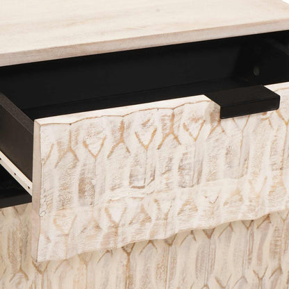 Bedside Cabinet White 50 x 33 x 60 cm Solid Mango Wood