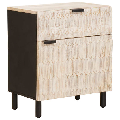 Bedside Cabinet White 50 x 33 x 60 cm Solid Mango Wood