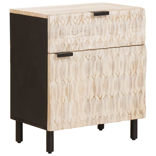 Bedside Cabinet White 50 x 33 x 60 cm Solid Mango Wood