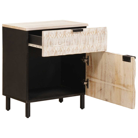 Bedside Cabinet White 50 x 33 x 60 cm Solid Mango Wood