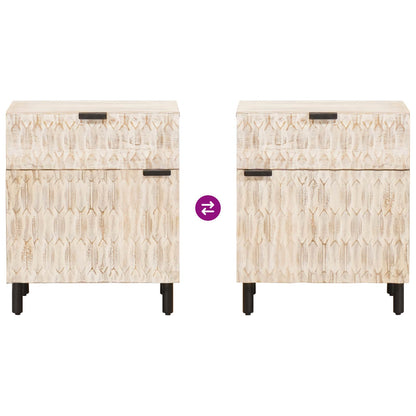 Bedside Cabinet White 50 x 33 x 60 cm Solid Mango Wood