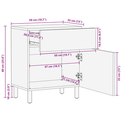 Bedside Cabinet White 50 x 33 x 60 cm Solid Mango Wood