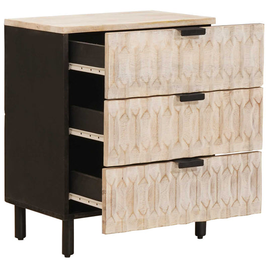 Bedside Cabinet White 50 x 33 x 62 cm Solid Mango Wood