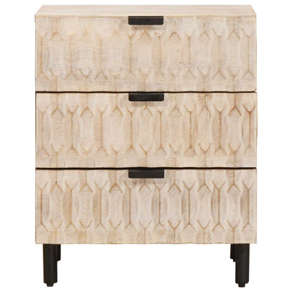 Bedside Cabinet White 50 x 33 x 62 cm Solid Mango Wood
