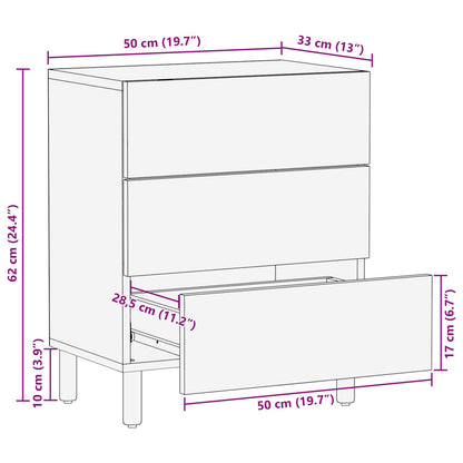 Bedside Cabinet White 50 x 33 x 62 cm Solid Mango Wood