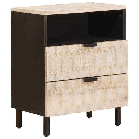 Bedside Cabinet White 50 x 33 x 62 cm Solid Mango Wood