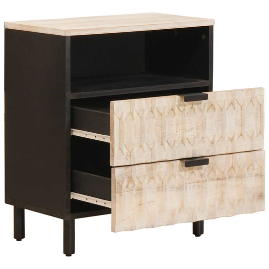 Bedside Cabinet White 50 x 33 x 62 cm Solid Mango Wood