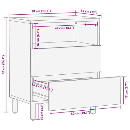 Bedside Cabinet White 50 x 33 x 60 cm Solid Mango Wood