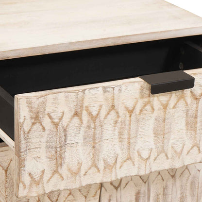 Bedside Cabinet White 50 x 33 x 60 cm Solid Mango Wood