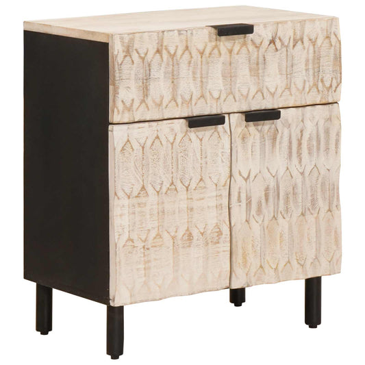 Bedside Cabinet White 50 x 33 x 60 cm Solid Mango Wood