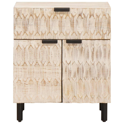 Bedside Cabinet White 50 x 33 x 60 cm Solid Mango Wood