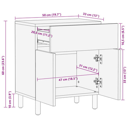 Bedside Cabinet White 50 x 33 x 60 cm Solid Mango Wood