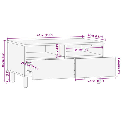 Coffee Table with Drawer White 80 x 54 x 40 cm Solid Mango Wood