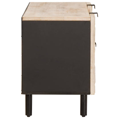 TV Cabinet White Wash Finish 105 x 33 x 46 cm Solid Mango Wood