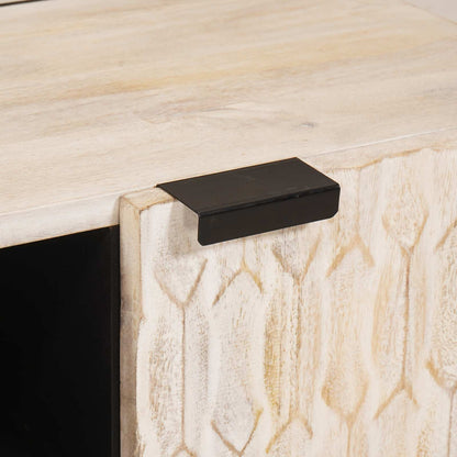 TV Cabinet White Wash Finish 80 x 33 x 46 cm Solid Mango Wood