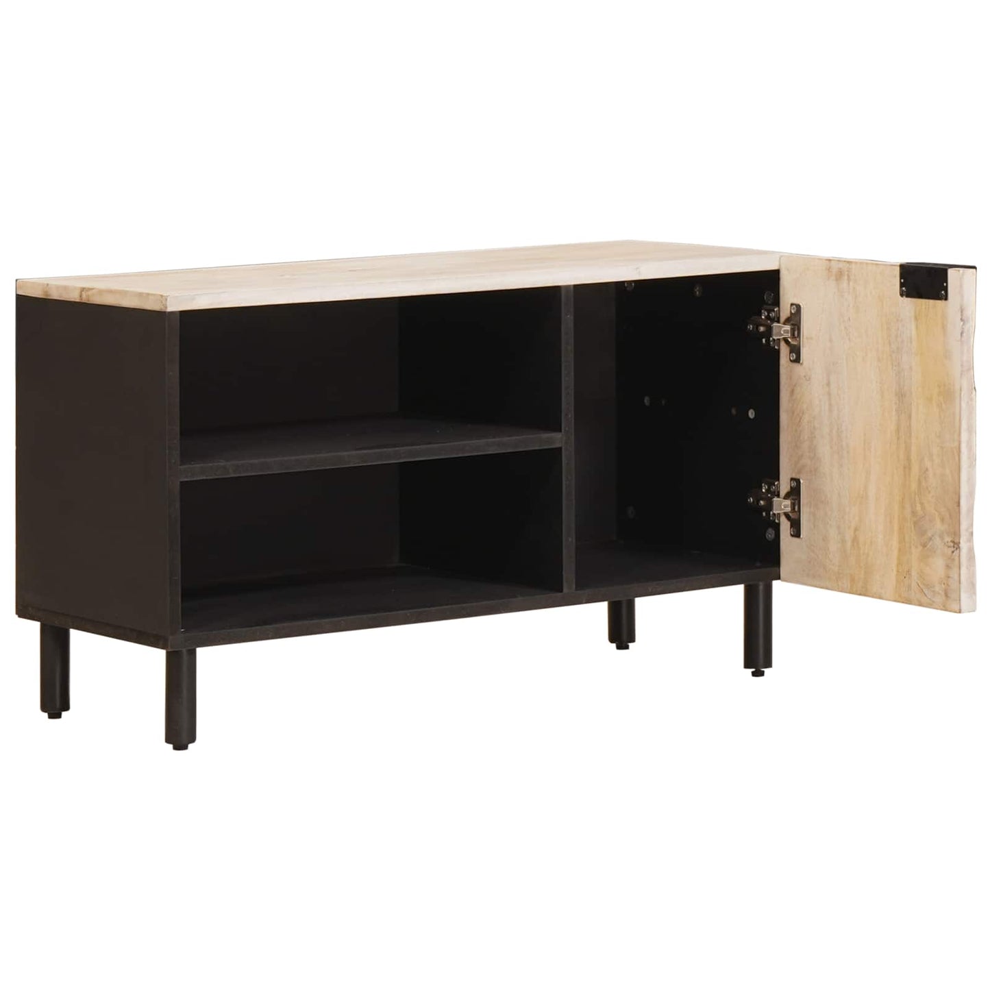 TV Cabinet White Wash Finish 80 x 33 x 46 cm Solid Mango Wood