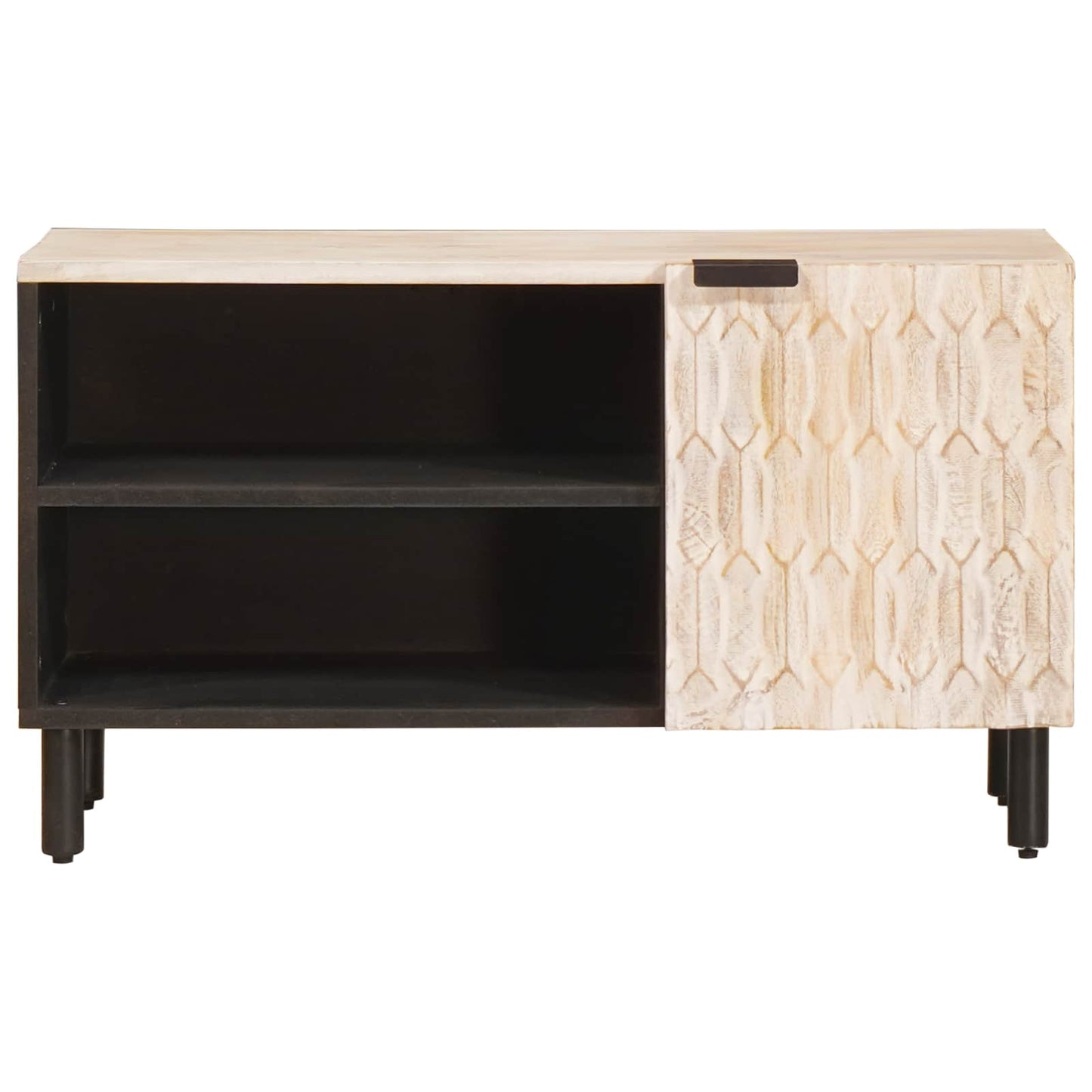 TV Cabinet White Wash Finish 80 x 33 x 46 cm Solid Mango Wood