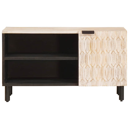 TV Cabinet White Wash Finish 80 x 33 x 46 cm Solid Mango Wood