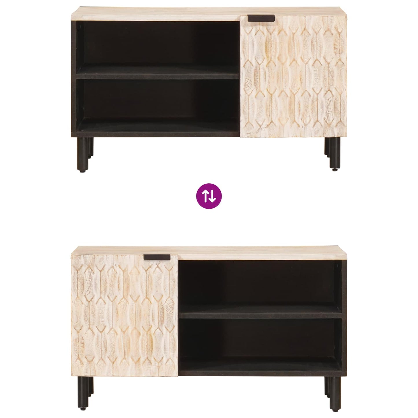 TV Cabinet White Wash Finish 80 x 33 x 46 cm Solid Mango Wood