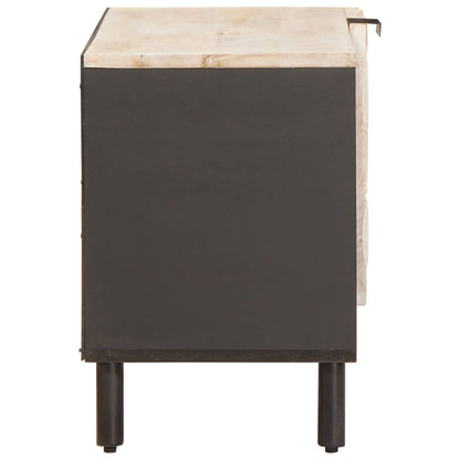 TV Cabinet White Wash Finish 80 x 33 x 46 cm Solid Mango Wood