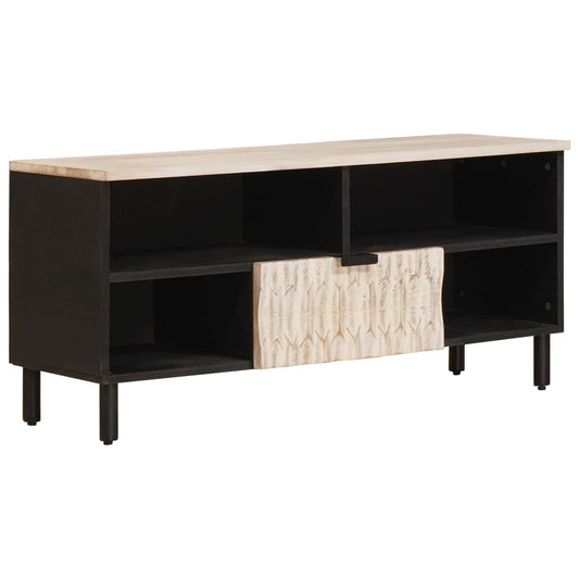 TV Cabinet White Wash Finish 100 x 33 x 46 cm Solid Mango Wood