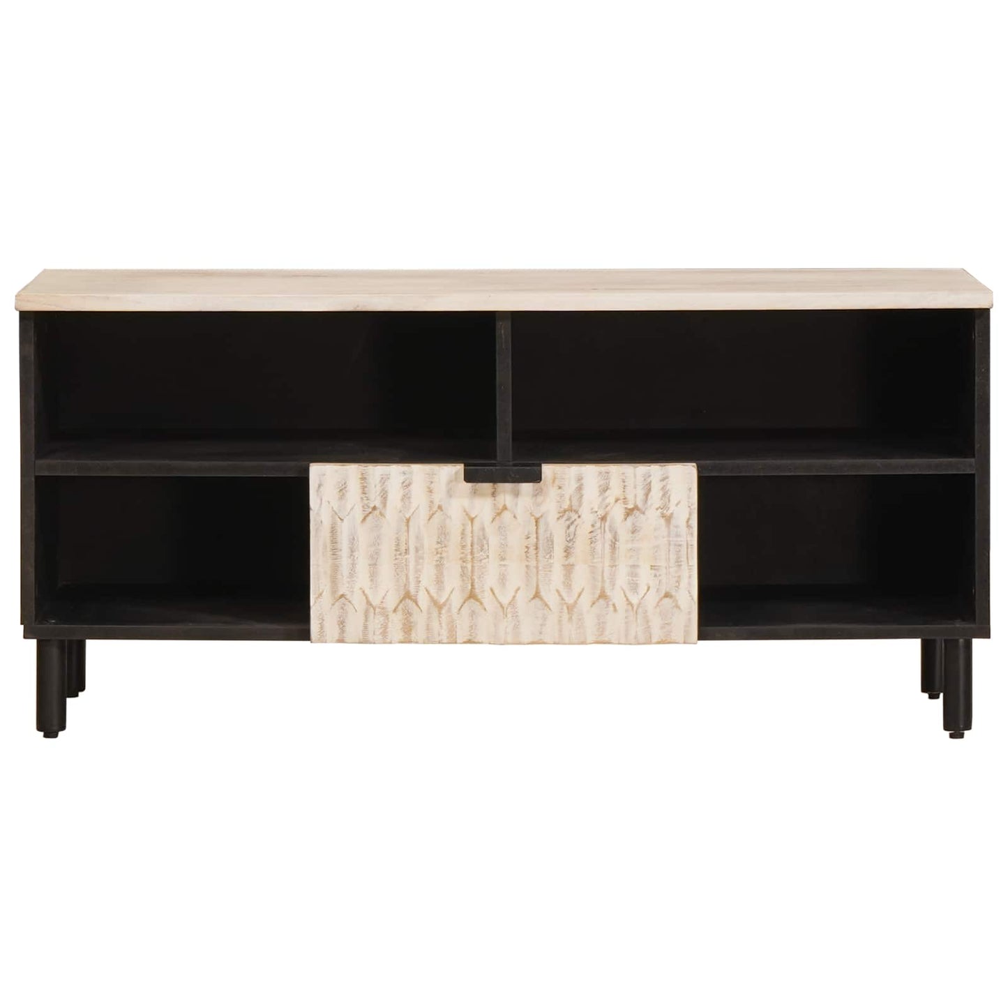 TV Cabinet White Wash Finish 100 x 33 x 46 cm Solid Mango Wood
