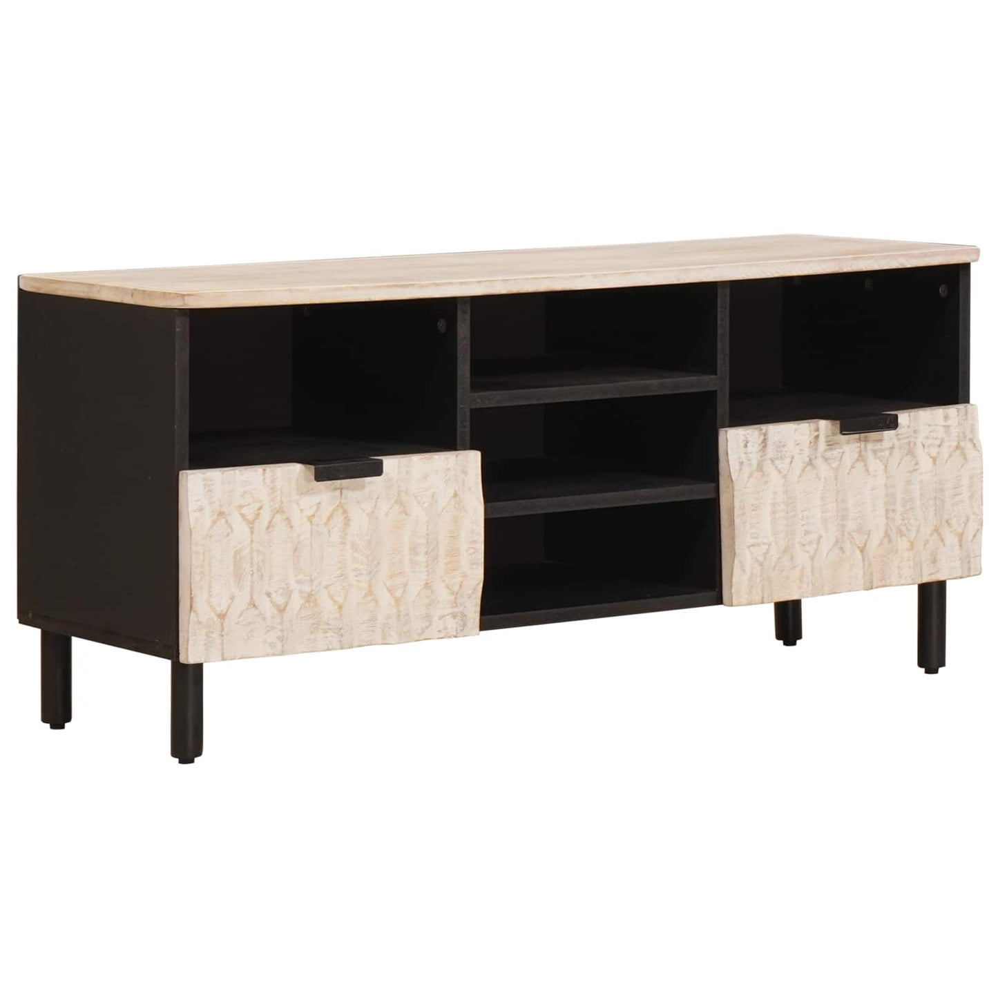 TV Cabinet White Wash Finish 100 x 33 x 46 cm Solid Mango Wood