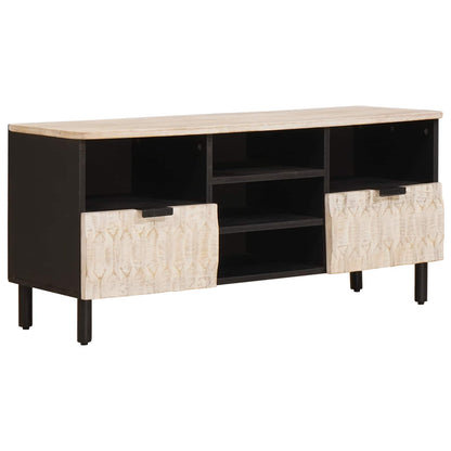 TV Cabinet White Wash Finish 100 x 33 x 46 cm Solid Mango Wood