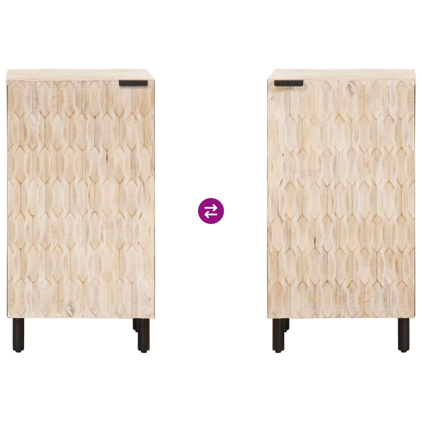 Sideboard White Wash Finish 40 x 33 x 75 cm Solid Mango Wood