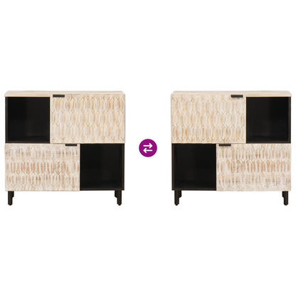 Sideboard White Wash Finish 80 x 33 x 75 cm Solid Mango Wood