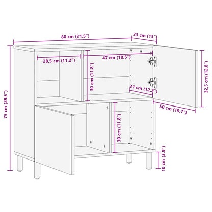 Sideboard White Wash Finish 80 x 33 x 75 cm Solid Mango Wood