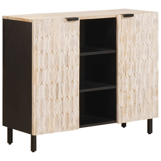 Sideboard White Wash Finish 90 x 33 x 75 cm Solid Mango Wood