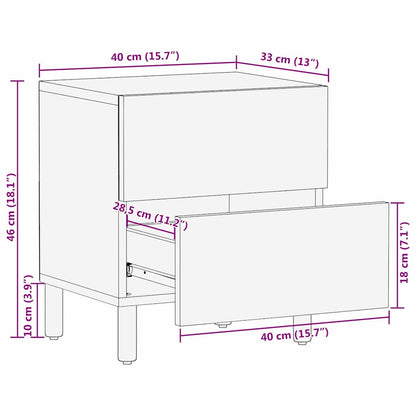 Bedside Cabinet Brown 40 x 33 x 46 cm Solid Mango Wood