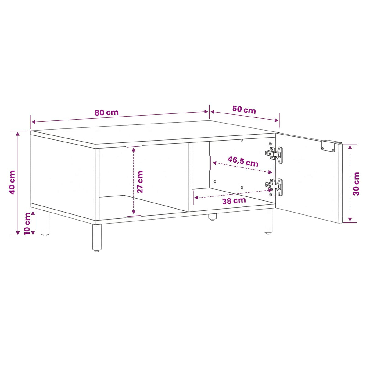Coffee Table Brown 80 x 50 x 40 cm Solid Mango Wood
