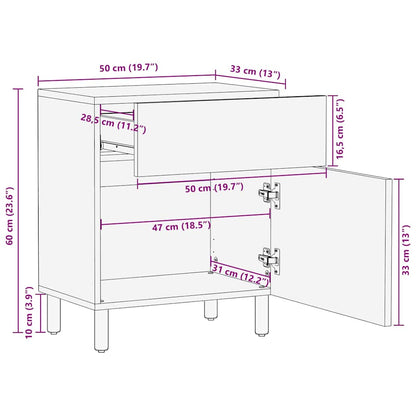 Bedside Cabinet Brown 50 x 33 x 60 cm Solid Mango Wood