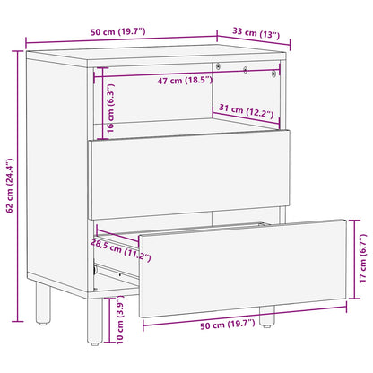 Bedside Cabinet Brown 50 x 33 x 62 cm Solid Mango Wood