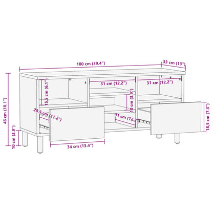 TV Cabinet with Drawer Acacia Brown Finish 100 x 33 x 46 cm