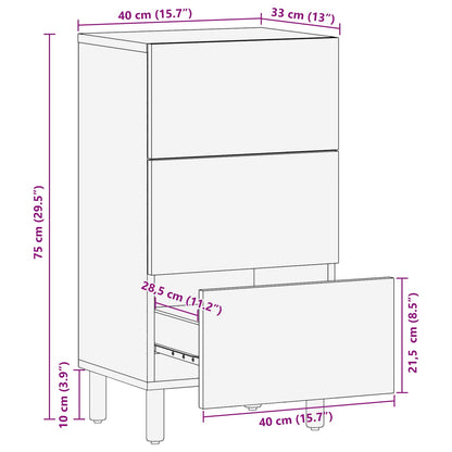 Sideboard Acacia Brown Finish 40 x 33 x 75 cm Solid Mango Wood