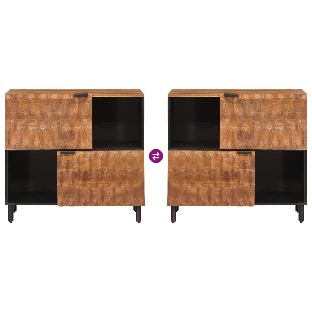 Sideboard Acacia Brown Finish 80 x 33 x 75 cm Solid Mango Wood
